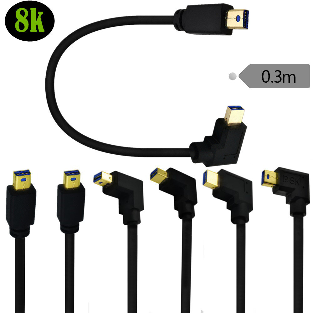 Cáp DisplayPort mini góc phải 90 độ 0,3m, Mini DP Male sang Male, 8K @ 60Hz, cho MacBook Monitor PC