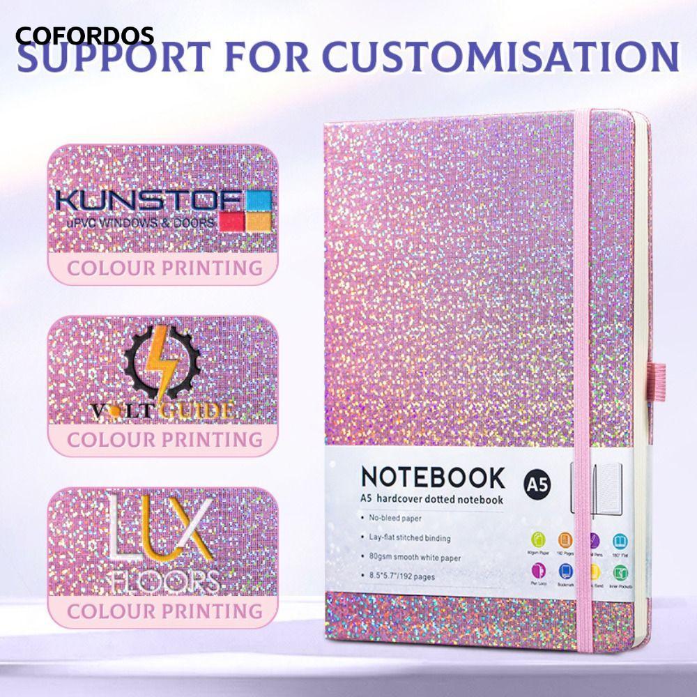COFORDOS Long Lanh Journal Notebook, A5 Sparkle Bling Notebook, 192 trang lót Notepad College Ruled 