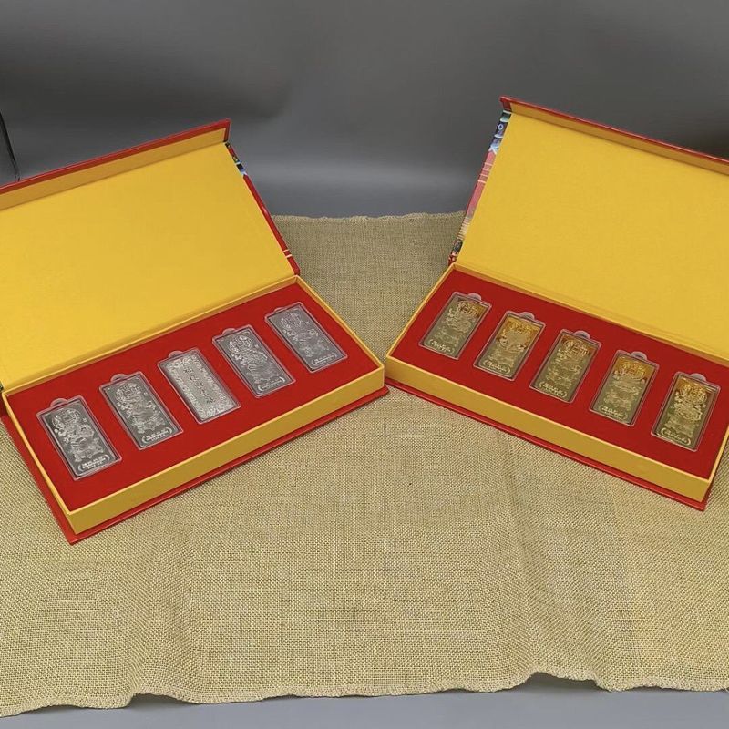 Quà tặng năm mới con rắn cung hoàng đạo, bộ 5 món trang sức bạc mạ vàng, phù hợp kinh doanh và quà biếu