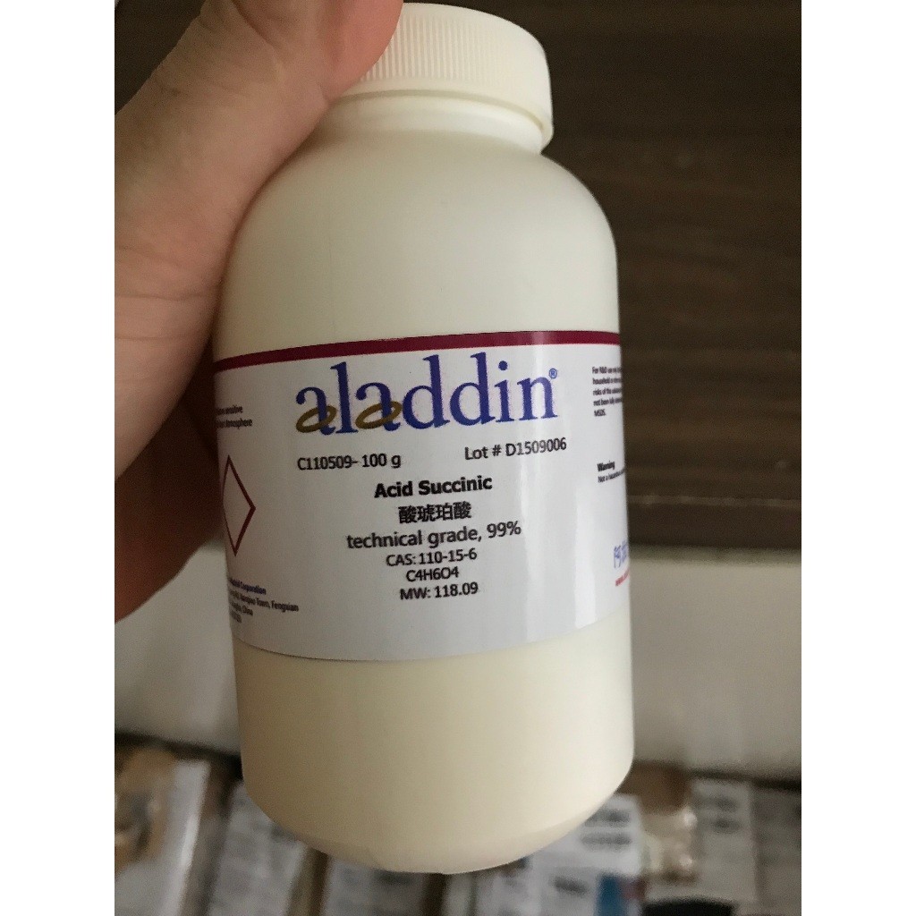 Chất Succinic aci.d CAS 110-15-6 C4H6O4 axi.t succinic lọ 100g HCTN1