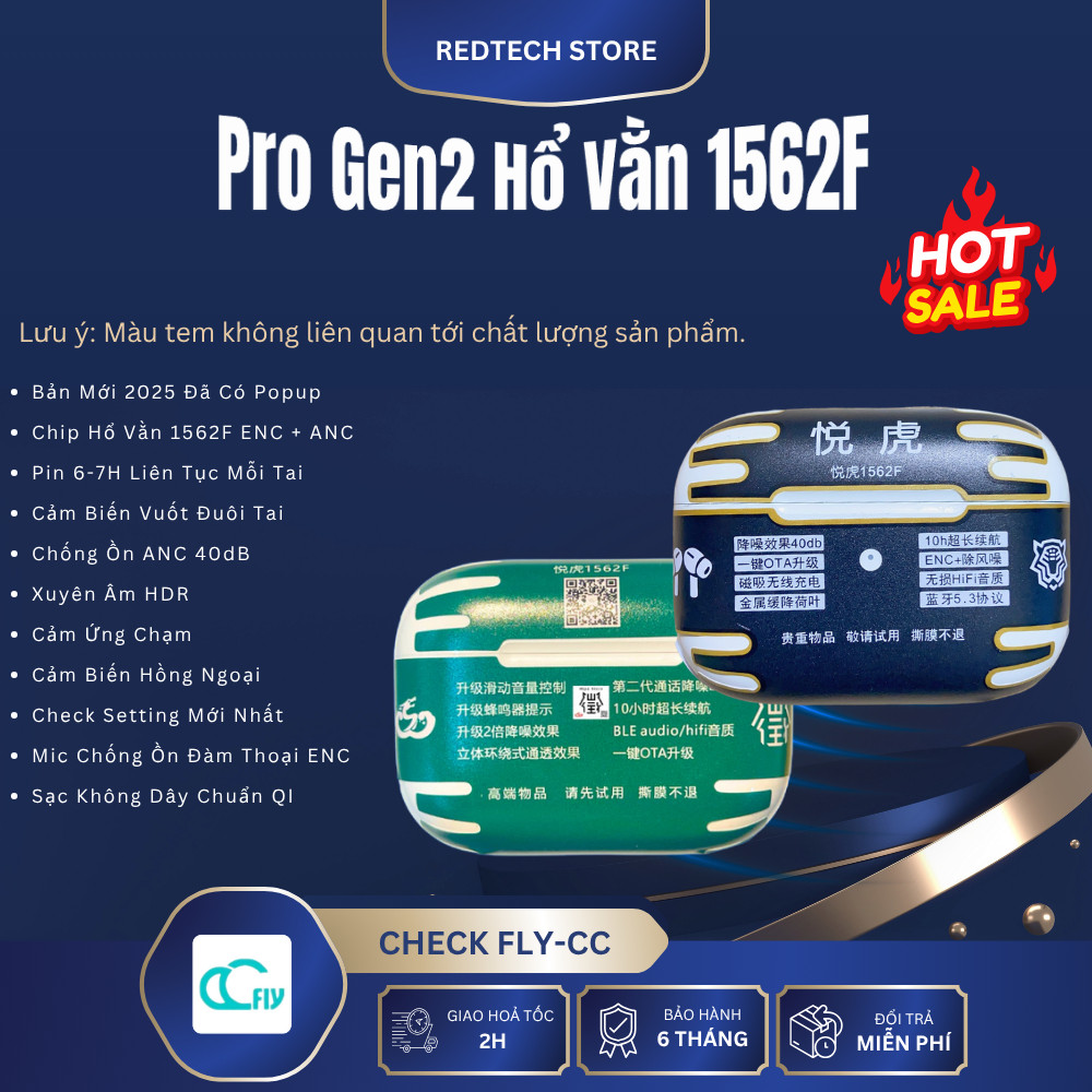 Tai Nghe Louda Hổ Vằn 1562F, Tai Nghe Bluetooth ANC, Xuyên Âm - Chống Ồn