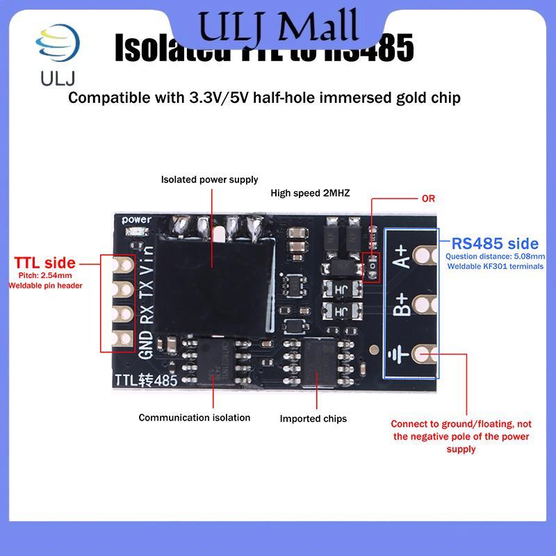 ULJ 1 / 2 Cái Cách ly TTL sang RS485 Mô-đun bảng cấp độ Serial Tự động đảo ngược tốc độ cao 2Mbps Cá