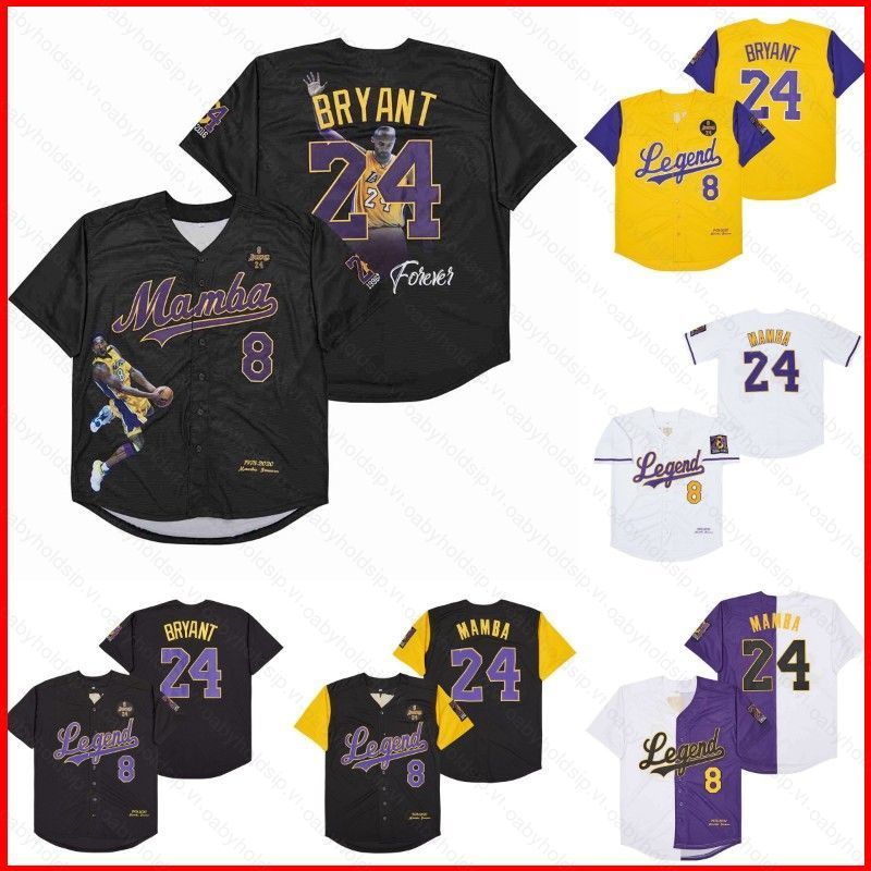 Áo bóng chày cổ điển MLB LA Dodgers số 24 Kobe Bryant, phong cách retro cardigan jersey