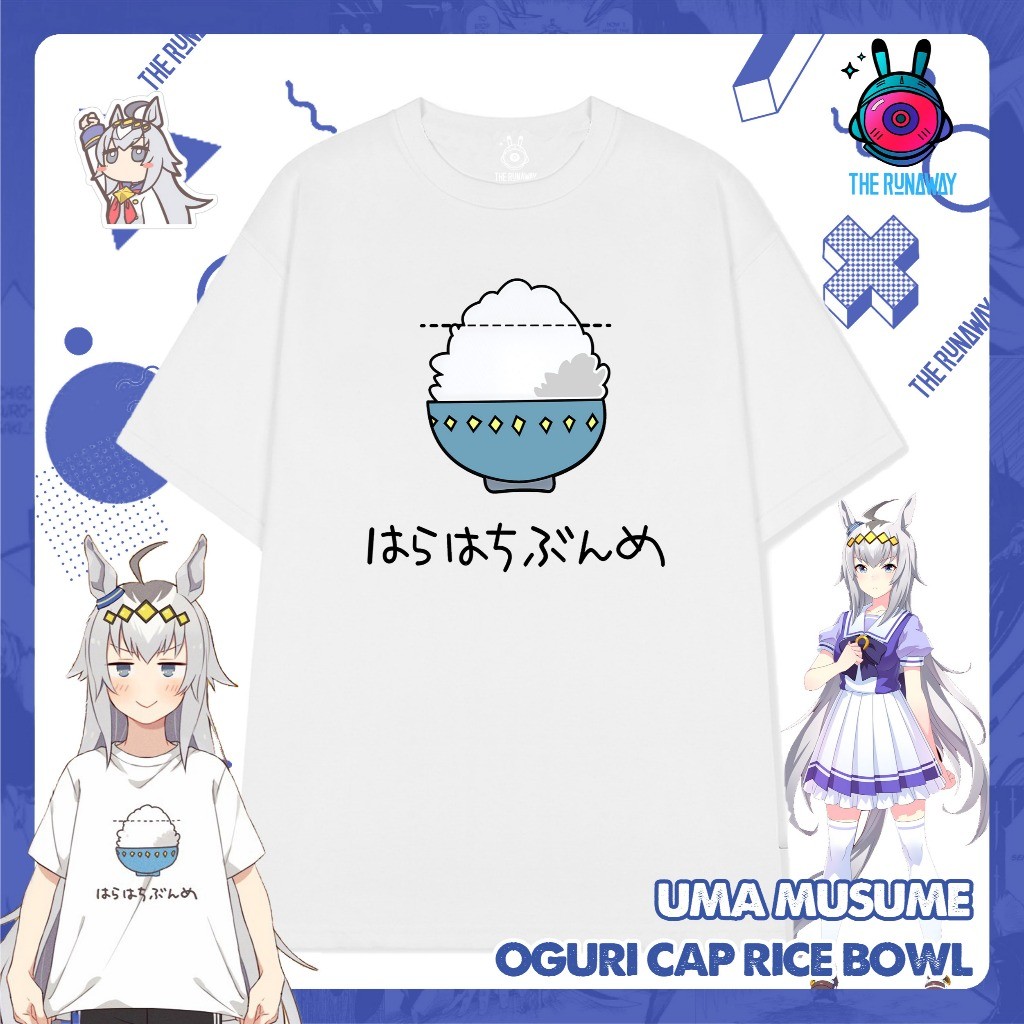 Áo phông Uma Musume : Oguri Cap Rice Bowl cotton 100% cho Nam / Nữ by The Runaway