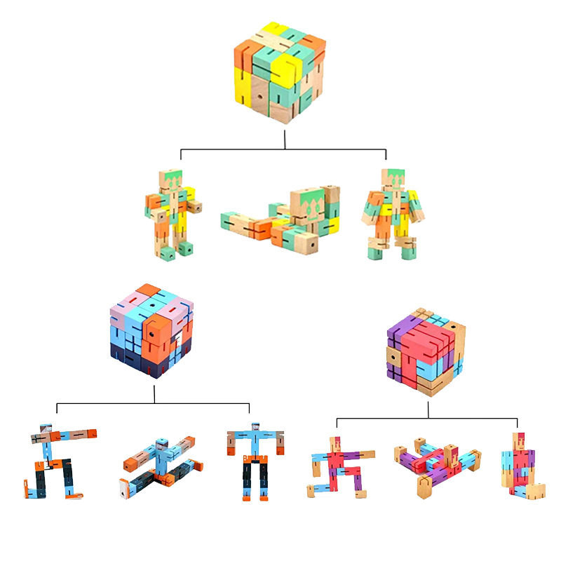 Khối rubik 3x3 Khối rubik 3x3. Biến thể Khối Rubik Robot Khối Lập Phương Bằng Gỗ Biến Dạng Xếp Hình 
