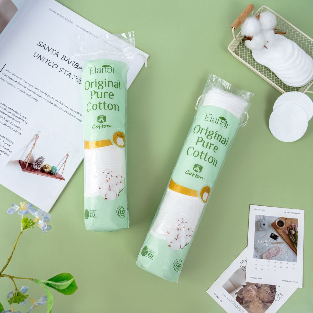 [Tem Phụ] Bông Tẩy Trang Cotton Tự Nhiên Elanor Original Pure Cotton 120 Miếng - Jron Beauty
