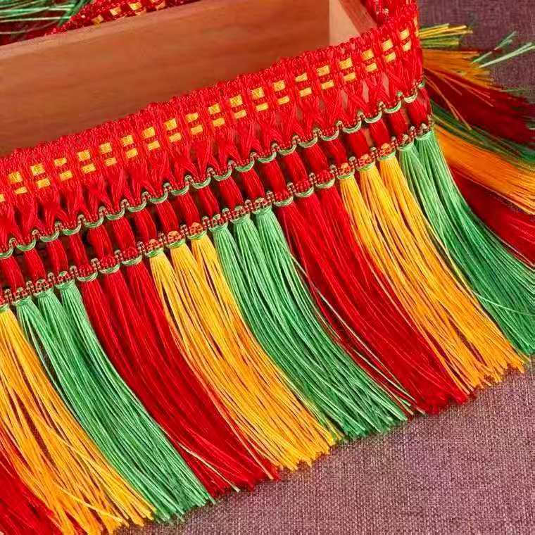 Mu Phong Cách Dân Tộc Tricolor Rồng Whisker Rèm Treo Tai Ren Lưu Lượng Thêu Phụ Kiện Trang Trí Chảy 