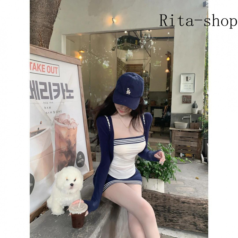 [Pre-Oder] Set Áo Len Sọc Phối Màu Kèm Áo Khoác Và Chân Váy Phong Cách Học Viện Hàn Quốc Thời Trang Thu | BigBuy360 - bigbuy360.vn