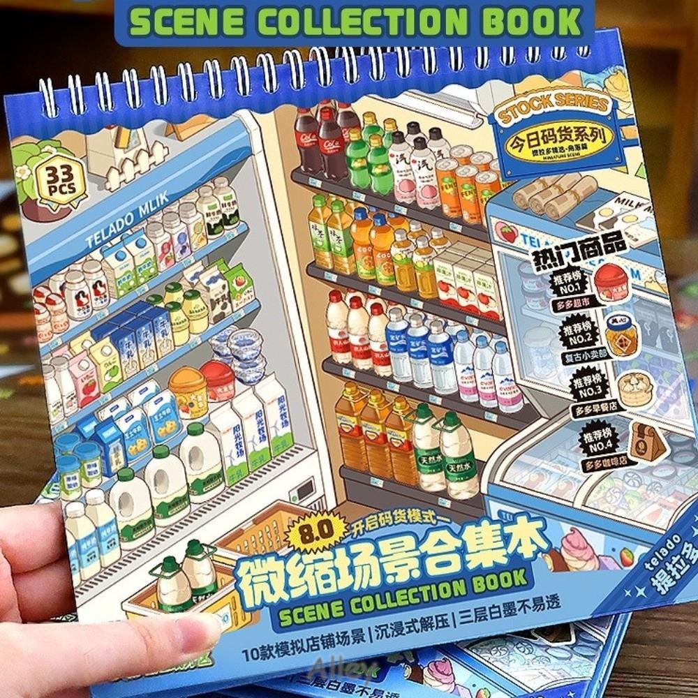 Nhãn dán phong cảnh ALLEY, 10 cảnh 33 tờ Nhãn dán cảnh cửa hàng dễ thương, Nhãn dán xếp chồng PET cỡ