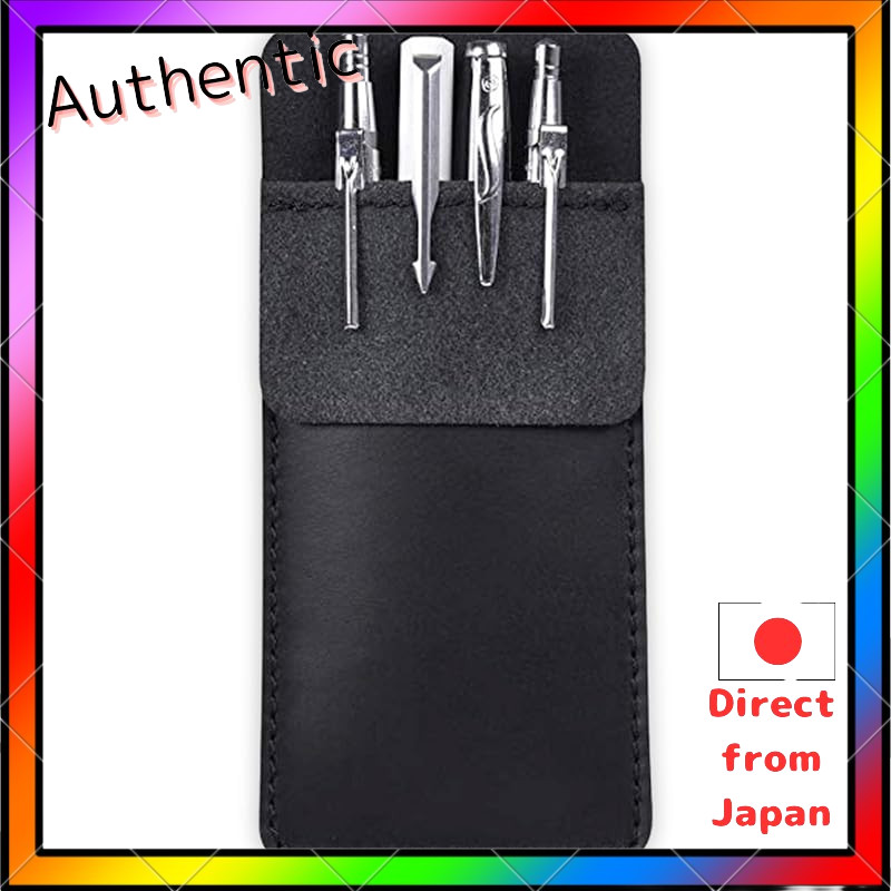Rimikuru Chest Pocket Pen Case Black Slim Leather Pen Holder Lightweight Genuine Leather Nurse Unifo