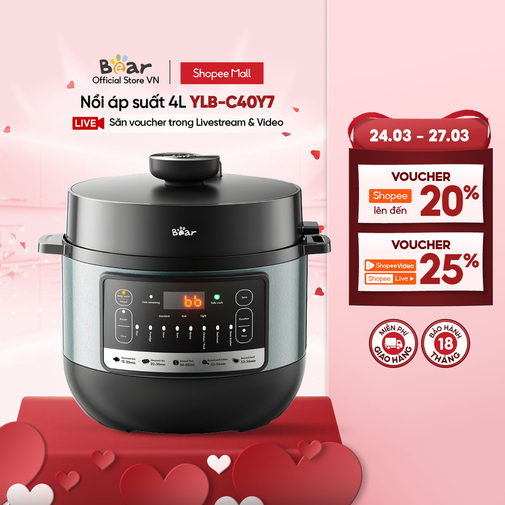 Nồi Áp Suất Đa Năng 4L Bear YLB-C40Y7 - Hàng Chính Hãng