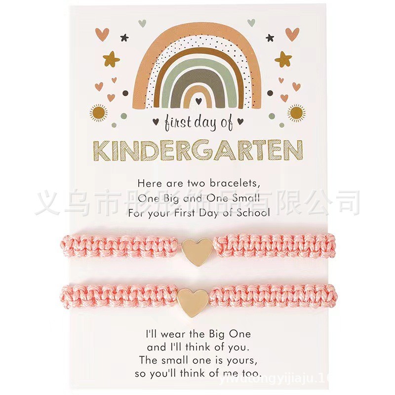 Best-selling handmade woven bracelet with gold heart design for couples, friends, and parent-child f