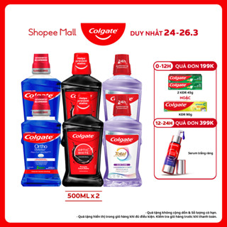 Bộ 2 nước súc miệng Colgate diệt khuẩn, không cay rát cho hơi thở thơm mát 500ML