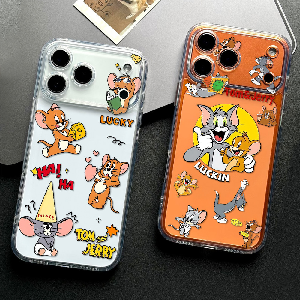 Tom and Jerry Ốp điện thoại cho iPhone 17 16 15 14 13 12 11 silicon trong suốt mềm,17PROMAX Các cặp 