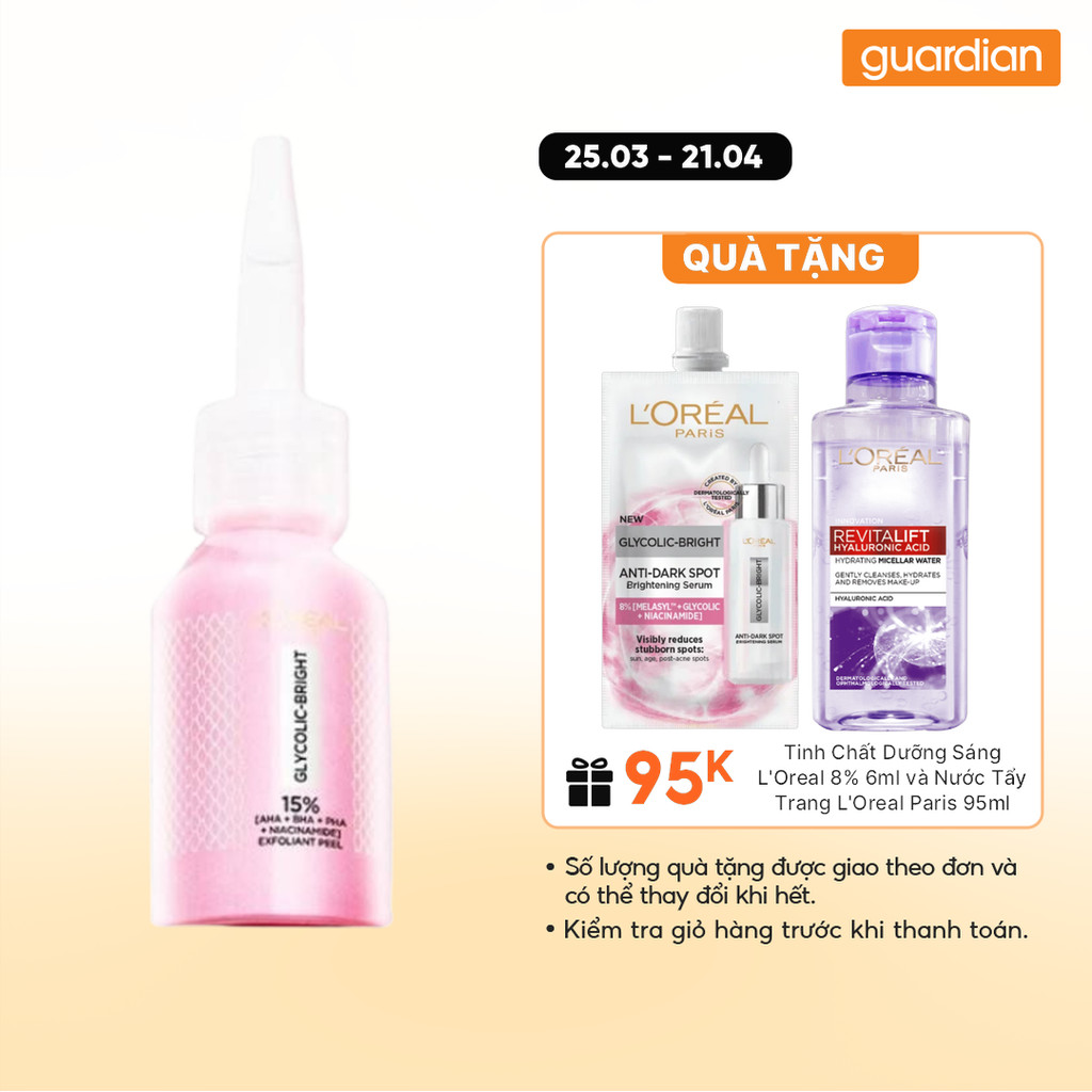 Dưỡng Chất Peel Sáng Da Làm Sạch Tế Bào Da Chết Glycolic-Bright Anti-Dark Spot Exfoliant Peel L’oréa