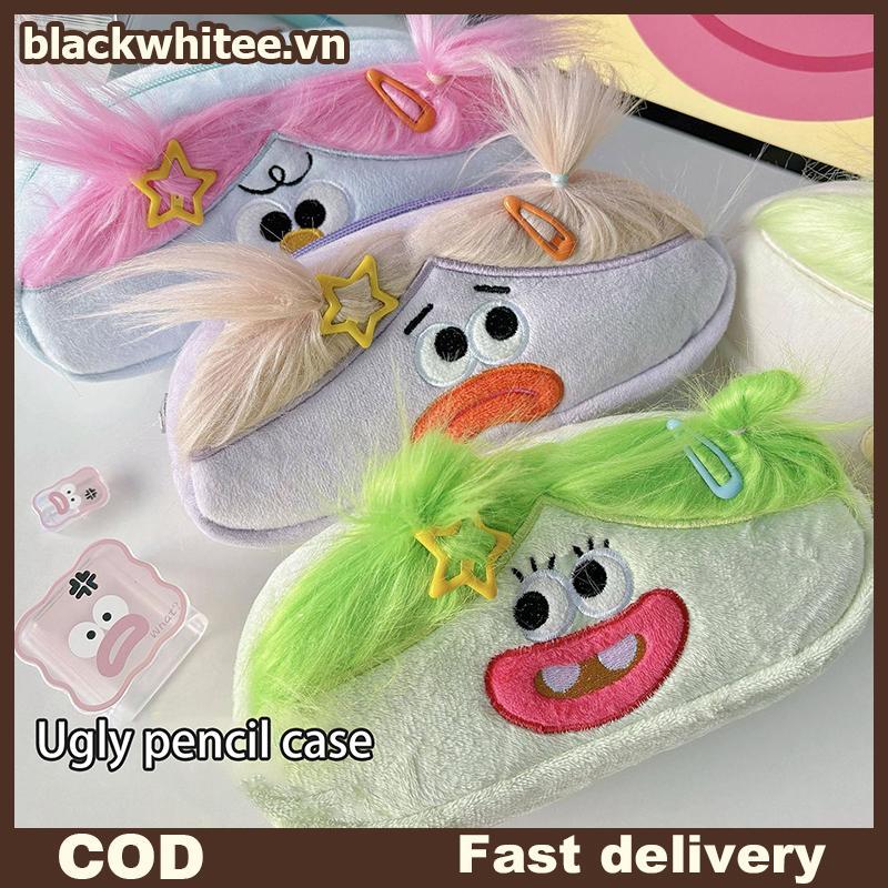BWHTE Kawaii Vui Nhộn Dung Tích Lớn Sang Trọng Túi Đựng Bút Hoạt Hình Sáng Tạo Miệng Lớn Cô Gái Bút 