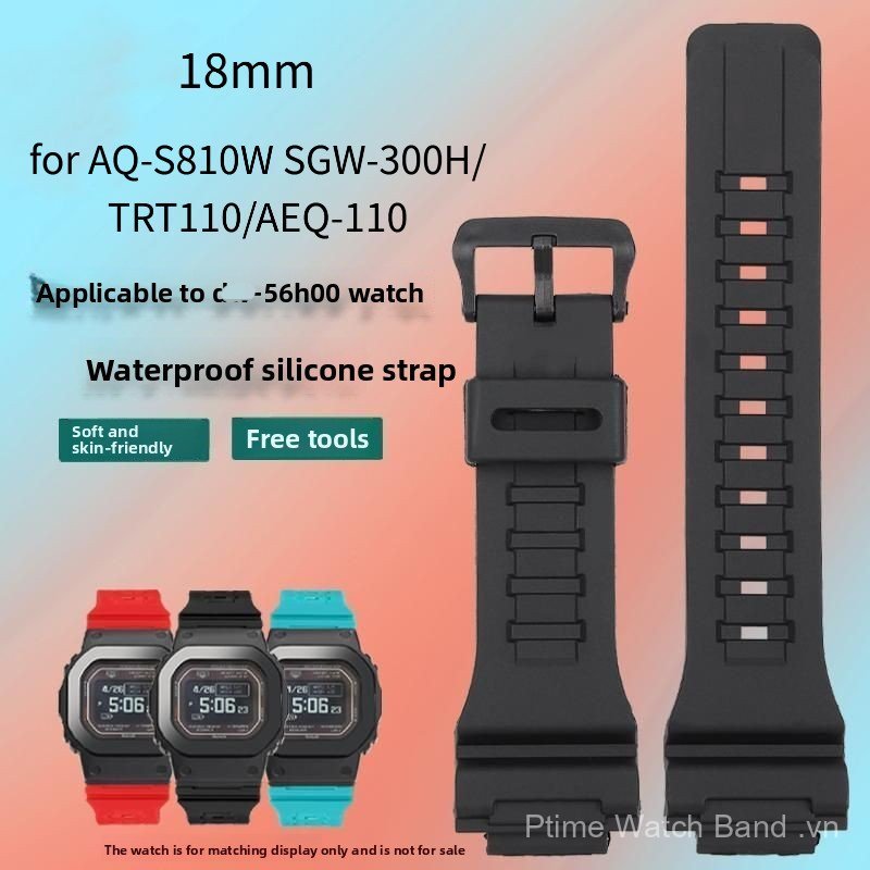Dây đeo đồng hồ bằng nhựa linh hoạt 18mm Tương thích cho AQ-S810W SGW-300H TRT110 AEQ-110 Dây đeo th