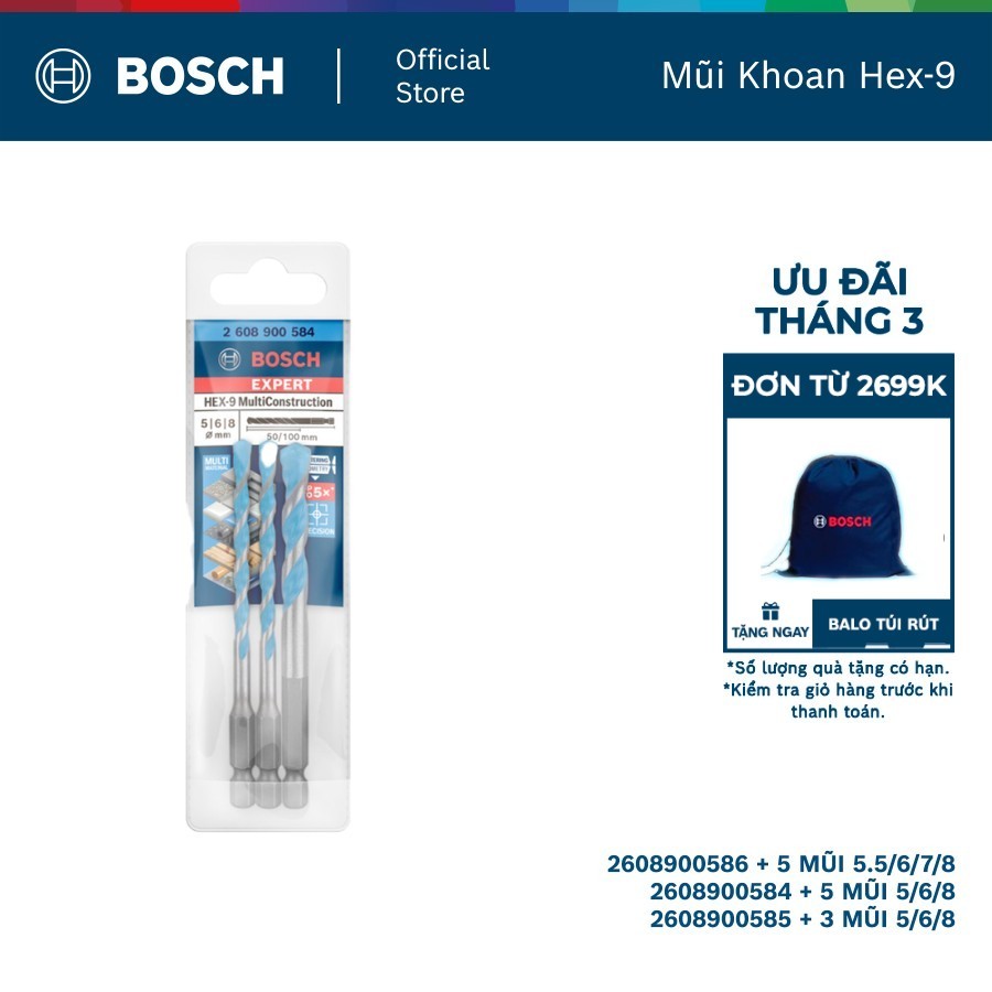 Bộ mũi khoan Bosch Hex-9 đa năng