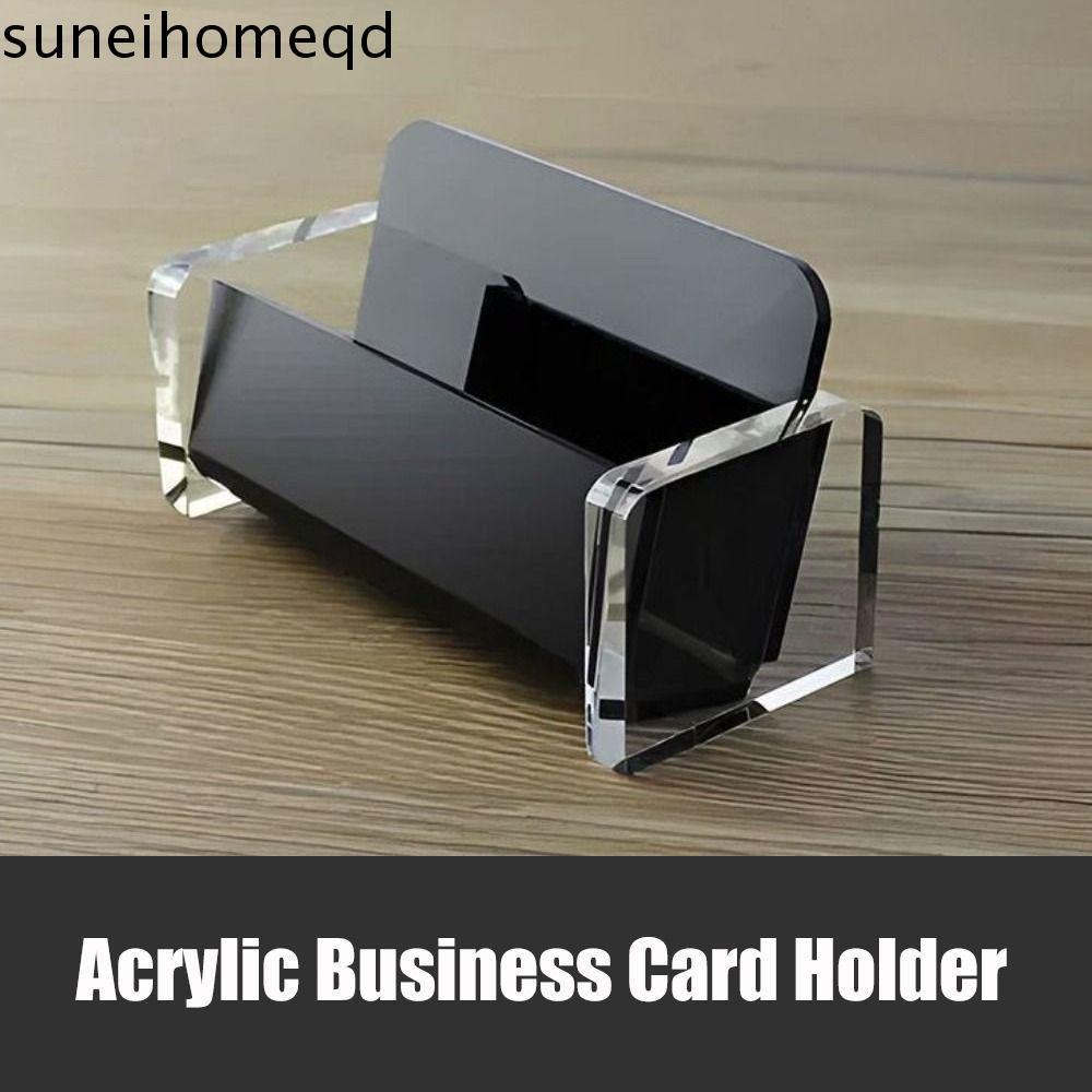 SUNEIHOMEQD Business Cards Display Holders, Black & Clear Elegant Design Acrylic Business Card Holde