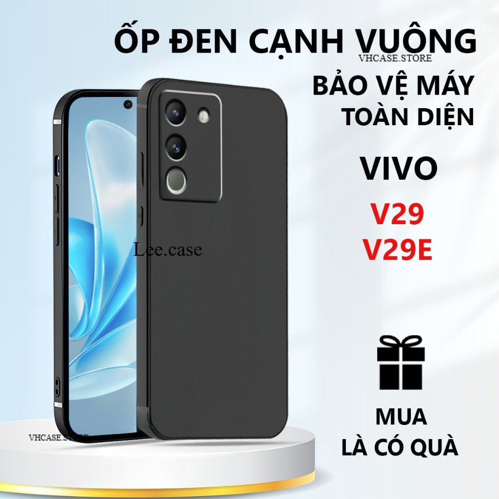 Ốp lưng TPU đen Vivo V29 / V29E cạnh vuông, bảo vệ máy toàn diện-VHCASE.STORE
