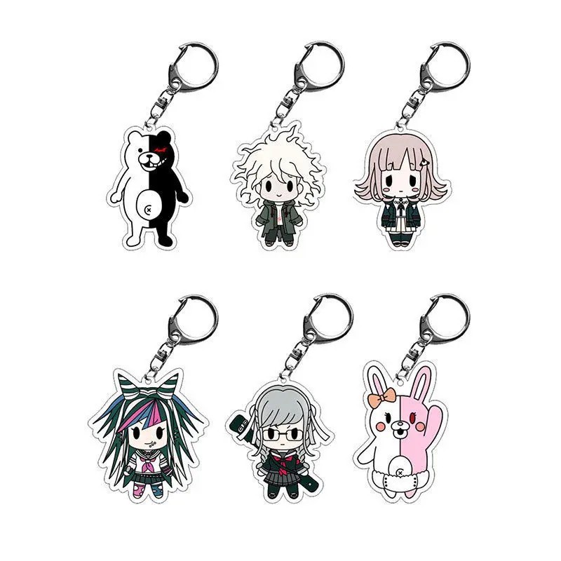 Móc khóa Anime Danganronpa Monokuma Nagito Chiaki Mica Acrylic Trang Trí Balo Túi Xách Phụ Kiện Cosp