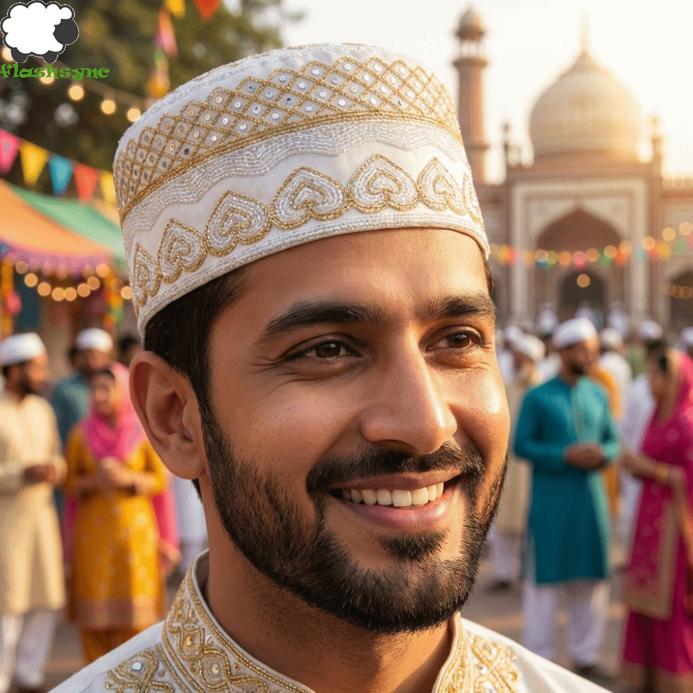 FLASHSYNC Islam Mũ Phẳng - Phong Cách Dân Tộc Tròn cho Ramadan, Thoáng Khí