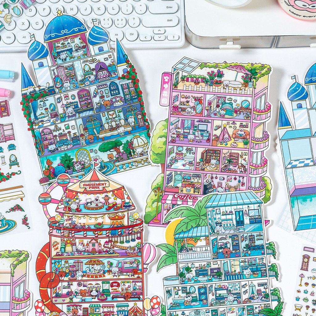 My Mini Town Big 3D Ba Chiều Cảnh Quan Dán diy Sổ Tay Dán Giáo Dục Trẻ Em Trong Nhà Cảnh Dán