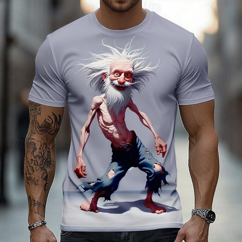 3D In Hình Ông Nội Kính Cà Phê Áo nam Họa Tiết Kungfu Áo Thun Thời Trang Mùa Hè Cổ Tròn Rời Áo Tay N