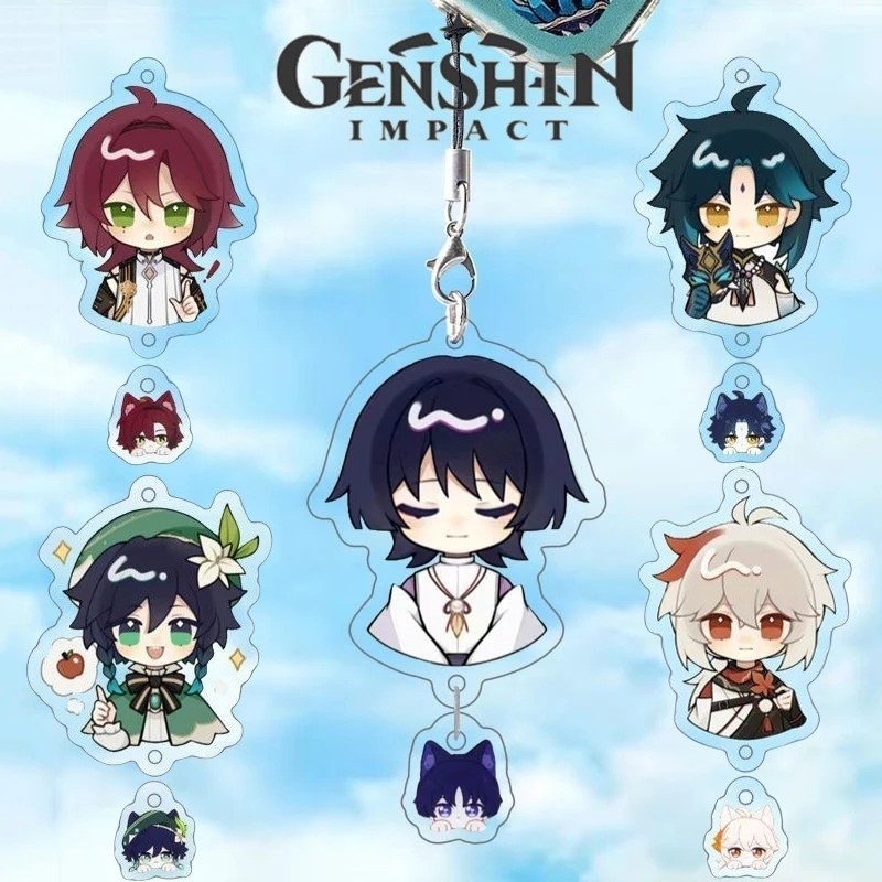 Game Genshin Impact Kaedehara Kazuha Wanderer Balladeer Venti Xiao Cosplay Keychain Acrylic Keyring 