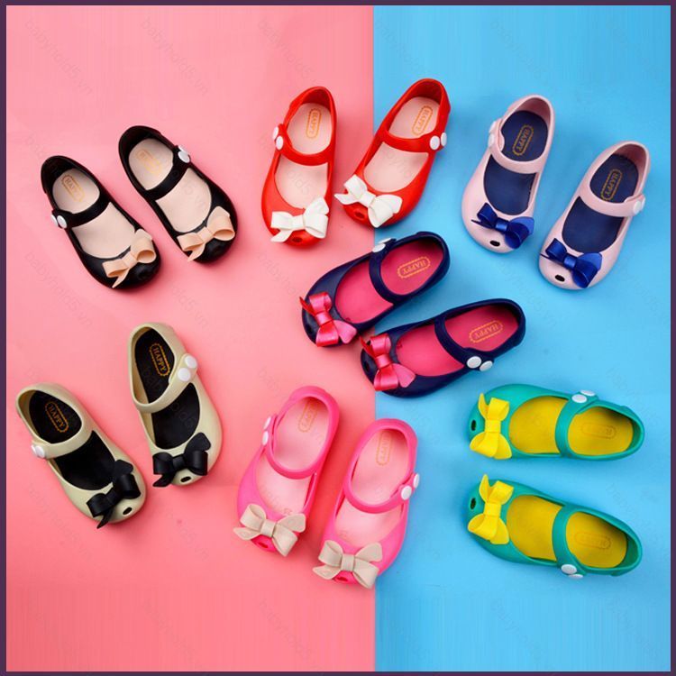 BH5 Melissa girl trẻ em nơ Jelly giày công chúa Xăng đan đi biển trẻ em BH5