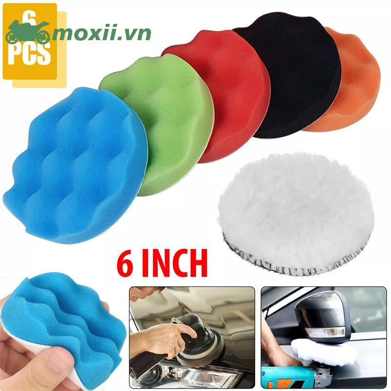 MOX 6 Gói 6 Inch pound Đánh Bóng Miếng Lót Cắt Miếng Bọt Biển Bộ Dụng Cụ Đánh Bóng Ô Tô Bọt Biển Tự 