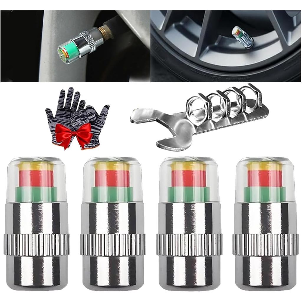 4 Nắp van giám sát áp suất lốp ô tô, Chỉ báo cảm biến áp suất lốp 2.4 Bar 36psi, Cảm biến áp suất lõ