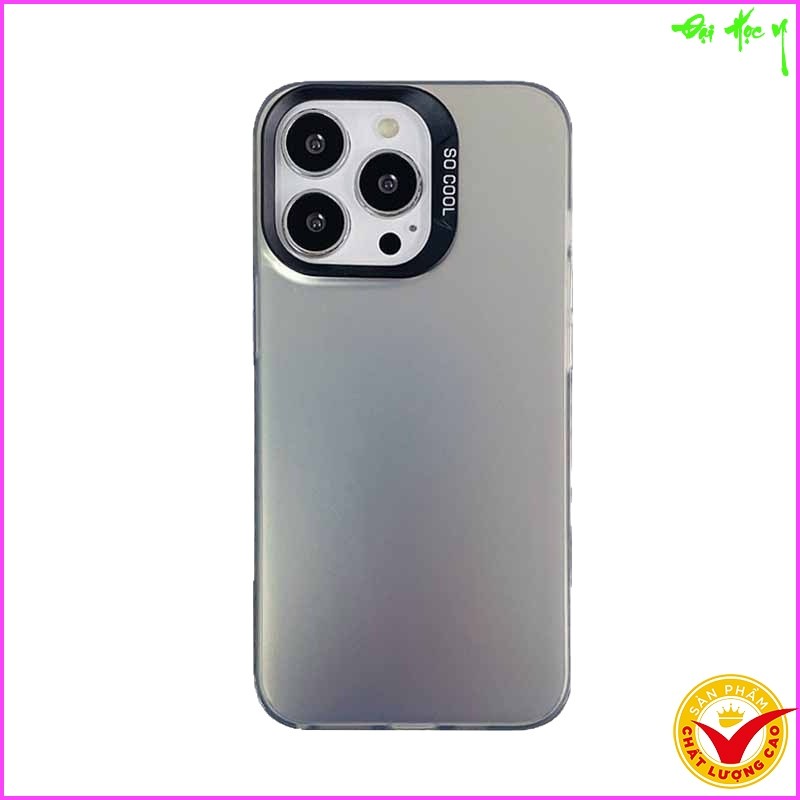 Ốp Lưng IMD đen bạc IPHONE 16/ IP 16 Pro/ IP 16 Pro Max/ IP 16 Plus... VIỀN DẺO LƯNG CỨNG SOCOOL mạ 
