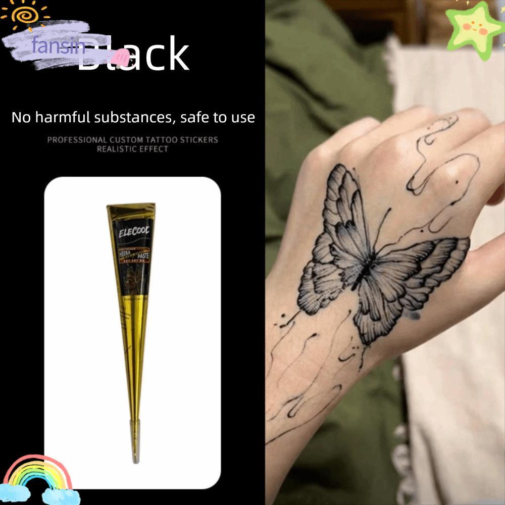 FANSIN Henna Tattoo Cream, Hình nón dán Henna bán vĩnh viễn tạm thời, Kem Henna Dễ sử dụng Kem Henna