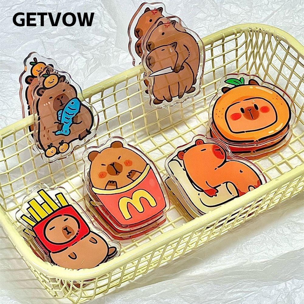 GETVOW Capybara Acrylic Kẹp, Acrylic PP Văn Phòng Phẩm Ảnh Chất Kết Dính Kẹp, Phim Hoạt Hình Bền Đẹp
