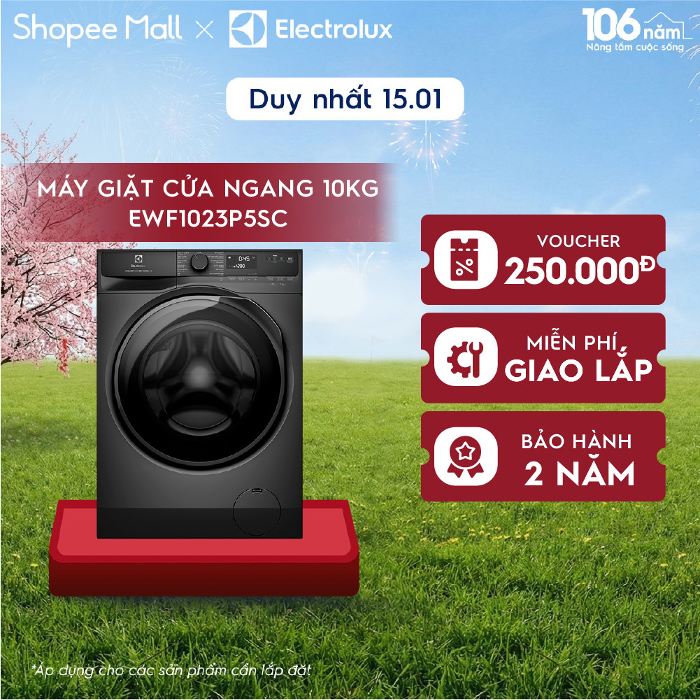 Free giao lắp - Máy giặt cửa ngang Electrolux 10kg UltimateCare 500 - Xám đen Onyx EWF1023P5SC
