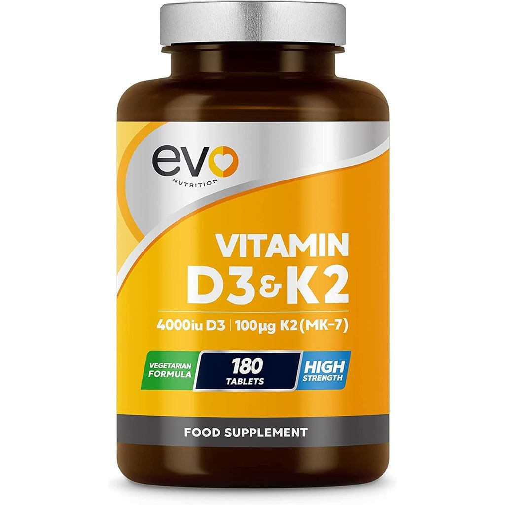 Vitamin D3 4000 Đơn vị quốc tế và Vitamin K2 100 Microgram (MK7) |   180 Viên nang J-E DK |     Viên
