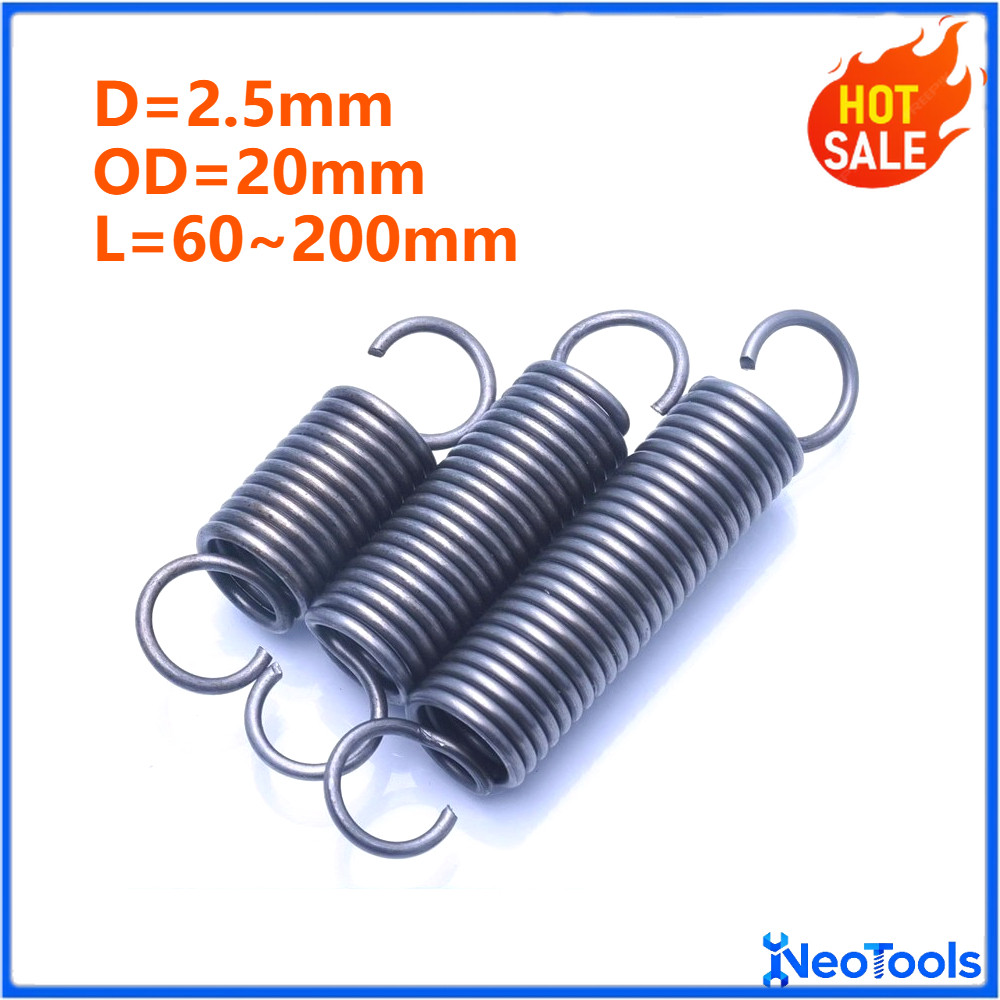 1-3 lò xo căng thẳng có móc, D = 2.5mm, OD = 20mm, L = 60 ~ 200mm cho cửa nhà để xe, bunnings, máy m