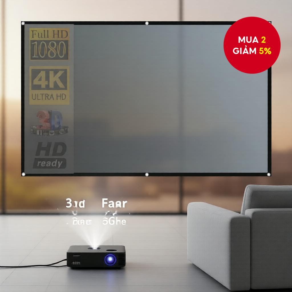 Màn hình máy chiếu gập SALANGE 16:9 60 72 84 100 120 130 inch vải phản quang chống ánh sáng kim loại