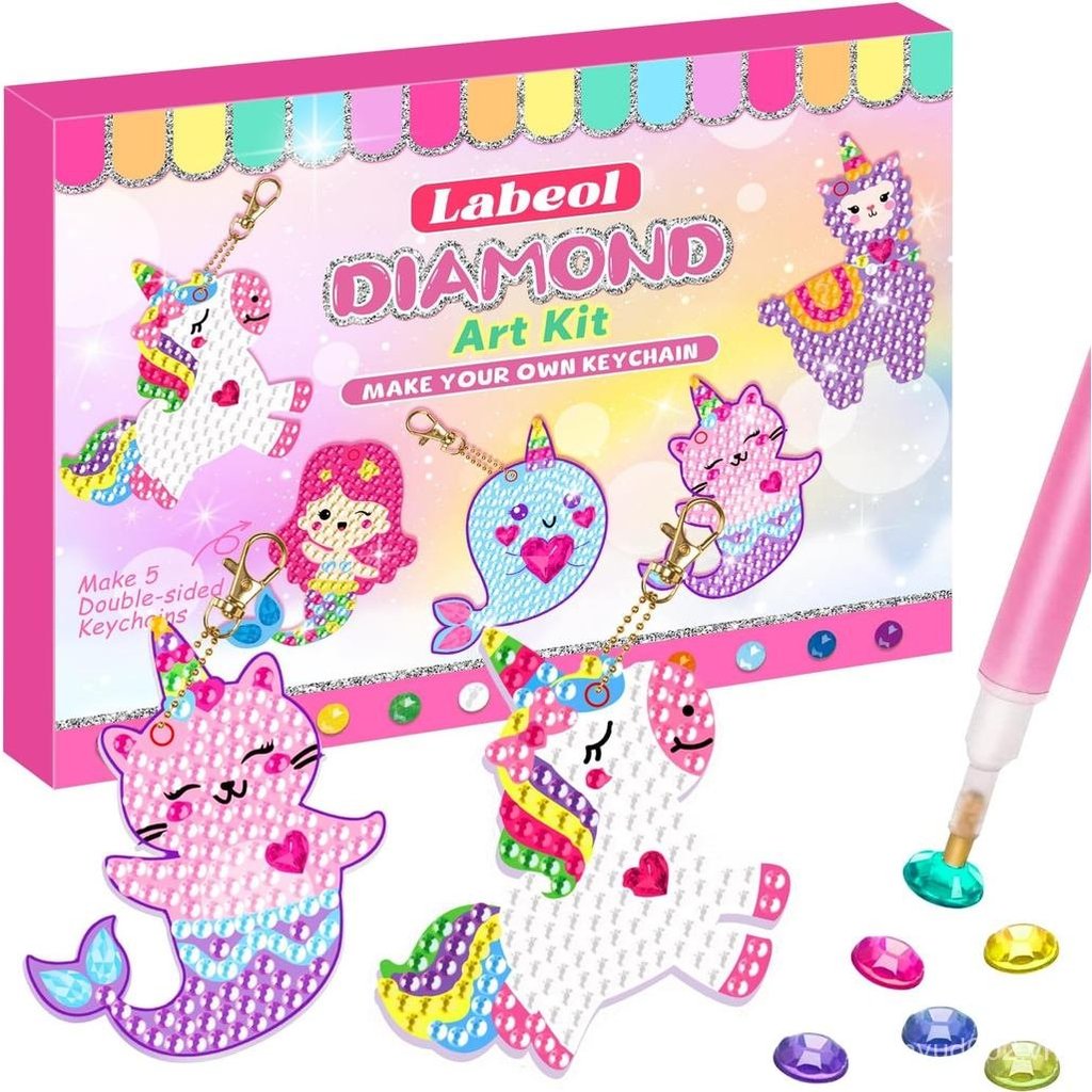 Labeol Arts and Crafts for Kids Age 8-12 - Creat Your Own GEM Móc khóa-5D Diamond Art by Numbers GEM