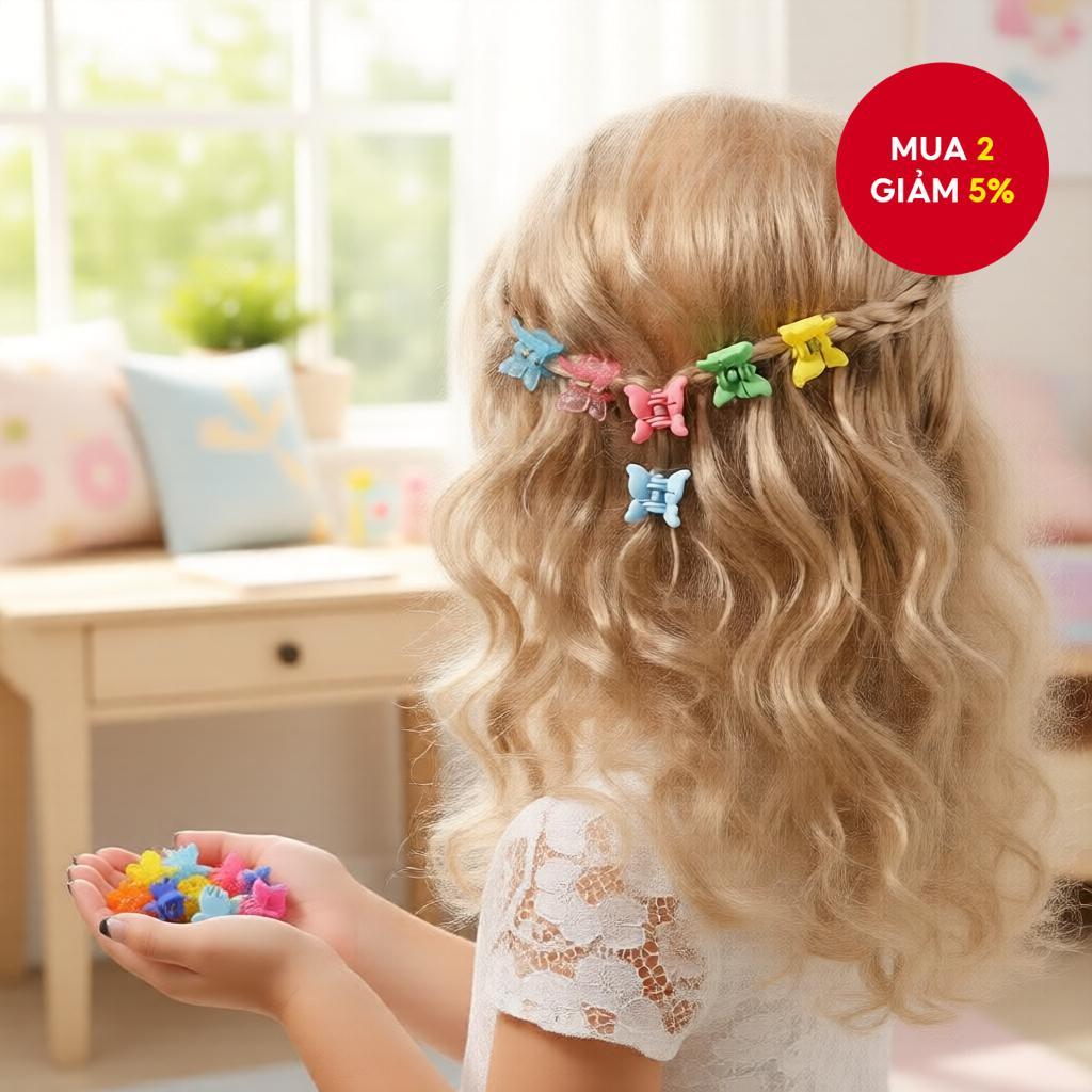 50 cái Kẹp tóc mini hình bướm, kẹp càng cua, kẹp tóc nhiều màu cho bé gái