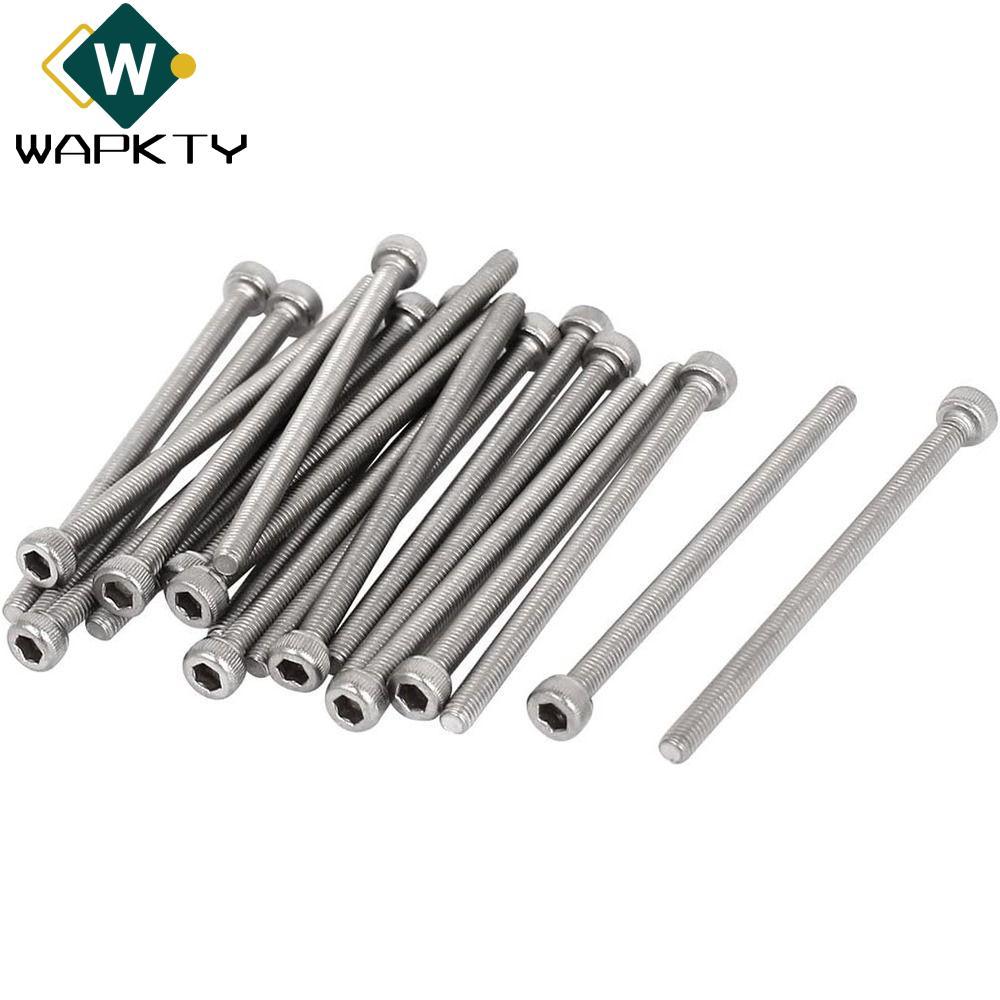 WAPKTY 20 Chiếc Vít Máy, Thép Không Gỉ 304 M3x50 Mm Ổ Cắm Đầu Nắp Vít, Bu Lông Bạc Lục Giác Ổ Cắm Ví