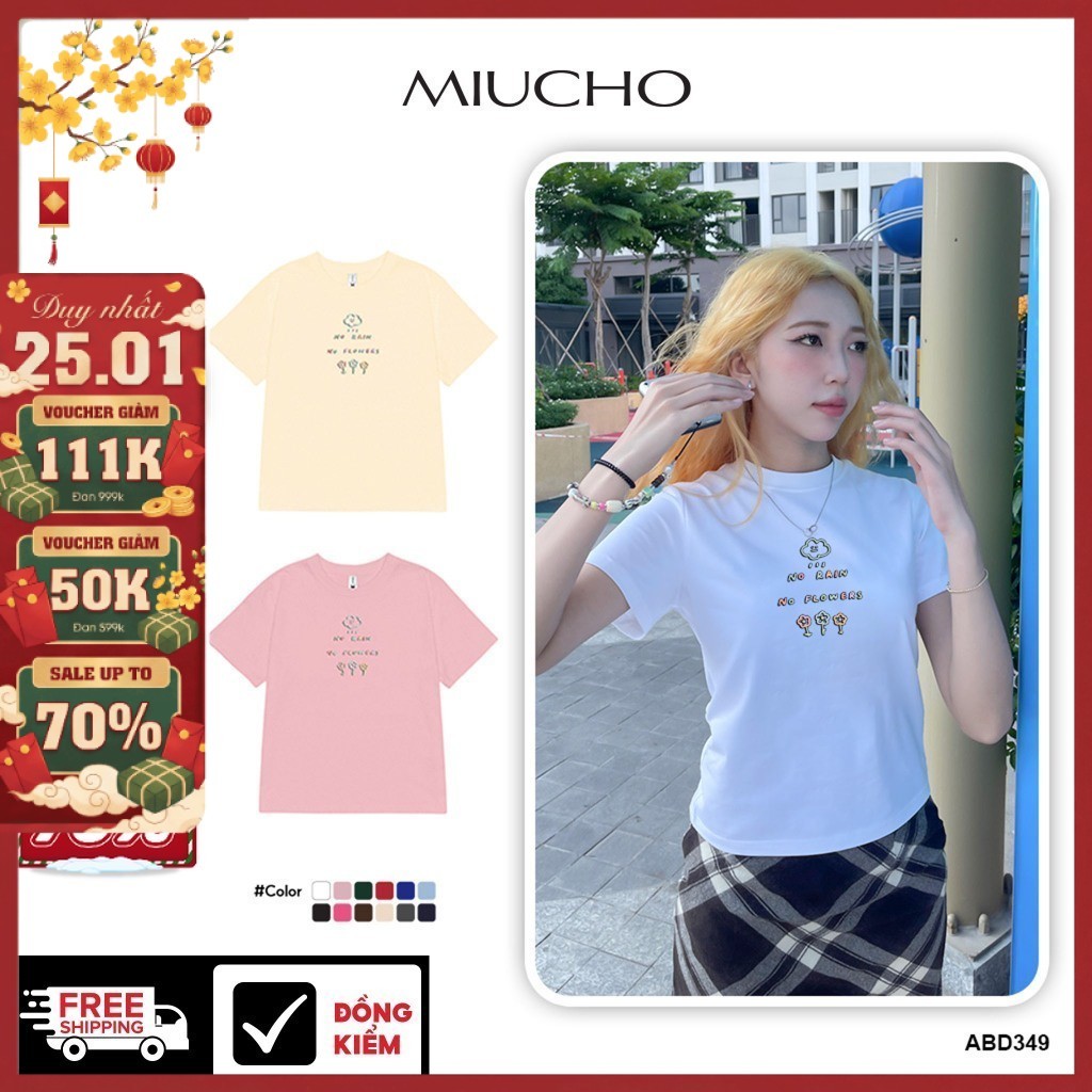 Áo baby tee ABD349 Miucho cổ tròn in graphic