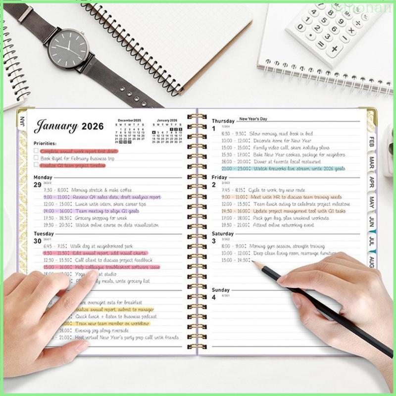 Nan 2026 Công cụ lập kế hoạch hàng tuần Sổ tay cuộn dây đôi 12 tháng Kế hoạch hàng tháng hàng tuần