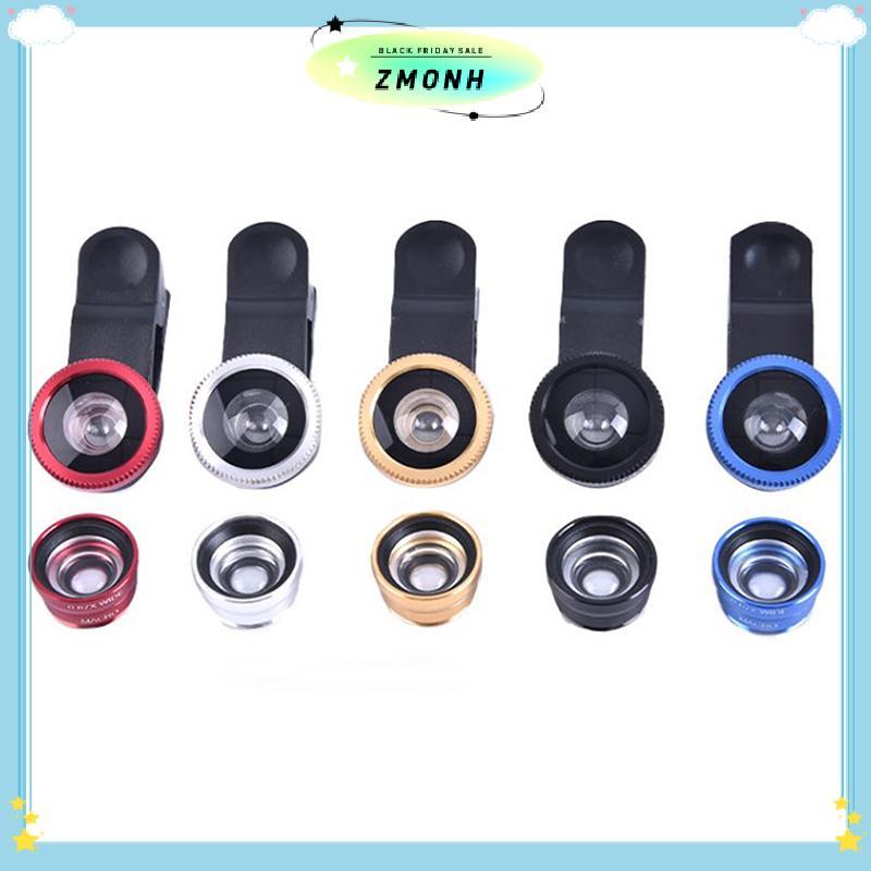 ZMONH 3In1 Ống Kính Điện Thoại Camera Chung Cho Điện Thoại Thông Minh Góc Rộng Ống Kính Mắt Cá Và Kẹ