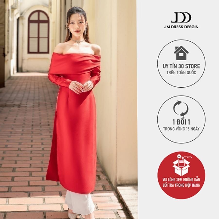 JM Dress Design - Áo dài trễ vai xếp ly lệch 2M13.2211TF