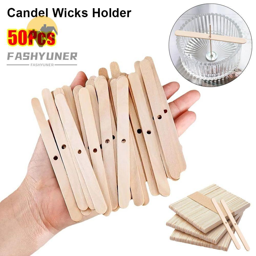 FASHYUNER 50 Cái Dụng cụ làm Candel, Giá đỡ bấc Candel bằng gỗ DIY, Thiết bị định tâm 114mm Thủ công
