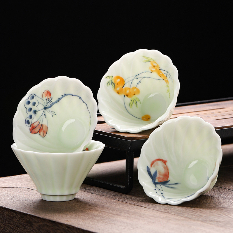 Sản phẩm mới Hàng có sẵn Dehua Jianzhan Ceramic Celadon Hand-Painted Master Cup Kung Fu Tea Cup Tea 