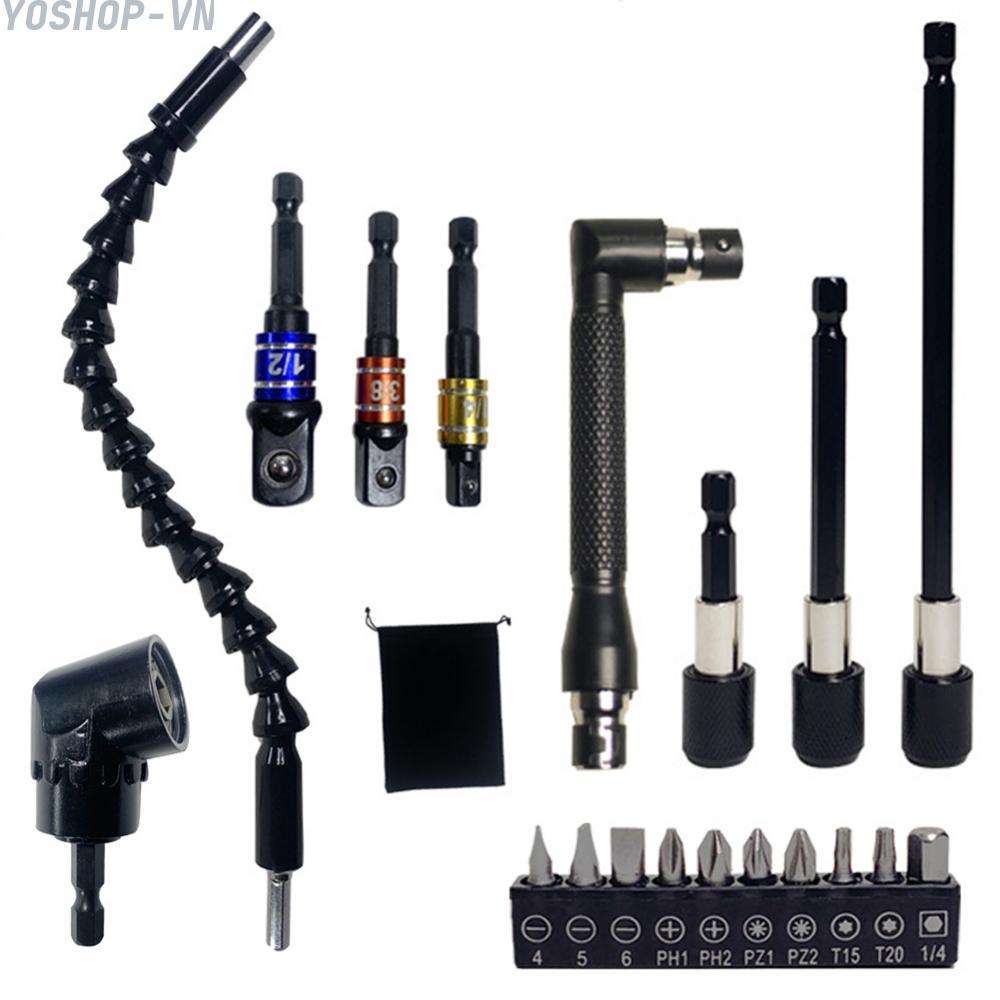 [Ysp]Drill Bit Extension Set Chrome Vanadium Steel Construction Compact Storage Bag