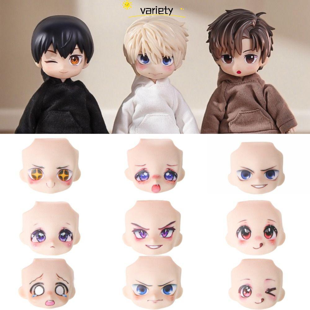 VARIETY 1 / 12 Mặt búp bê BJD, Mặt thay thế búp bê Thay đổi dễ thương Khuôn mặt búp bê OB11, Anime c